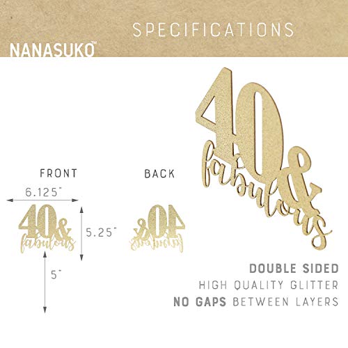 Nanasuko 40Th Birthday - 40 &Amp; Fabulous - Double Sided Gold Glitt