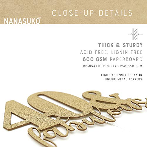 Nanasuko 40Th Birthday - 40 &Amp; Fabulous - Double Sided Gold Glitt