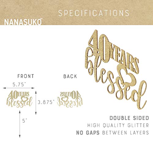 Nanasuko 40Th Birthday Cake Topper - 40 Years Blessed - Double S