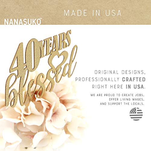 Nanasuko 40Th Birthday Cake Topper - 40 Years Blessed - Double S
