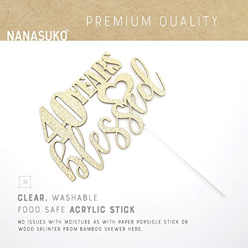 Nanasuko 40Th Birthday Cake Topper - 40 Years Blessed - Double S