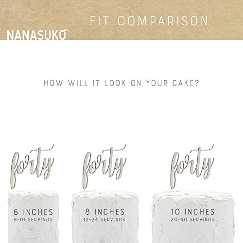 Nanasuko 40Th Birthday Cake Topper - Forty - Double Sided Black