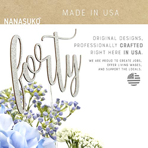 Nanasuko 40Th Birthday Cake Topper - Forty - Double Sided Black