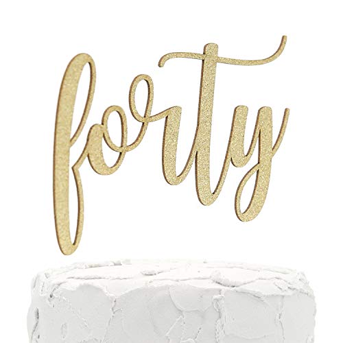 Nanasuko 40Th Birthday Cake Topper - Forty - Double Sided Gold G