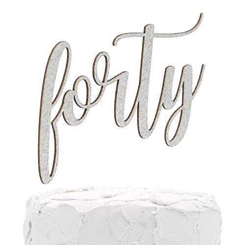 Nanasuko 40Th Birthday Cake Topper - Forty - Double Sided Silver