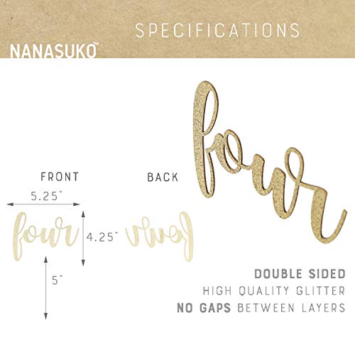 Nanasuko 4Th Birthday Cake Topper - Four - Double Sided Glitter