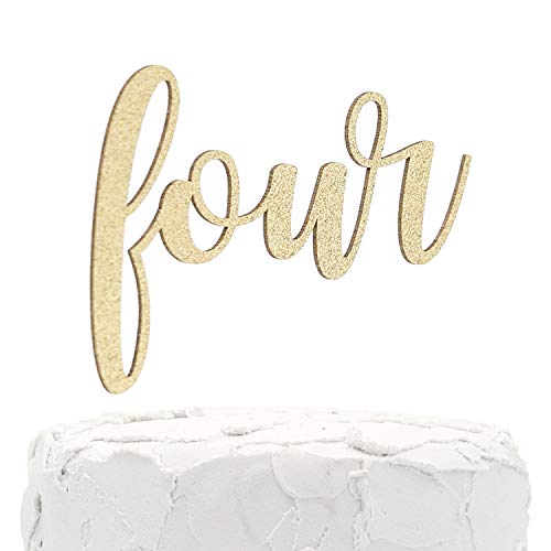 Nanasuko 4Th Birthday Cake Topper - Four - Double Sided Glitter