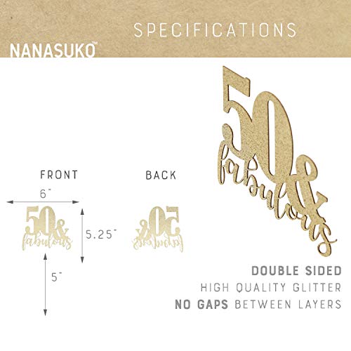 Nanasuko 50Th Birthday - 50 &Amp; Fabulous - Double Sided Gold Glitt