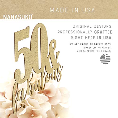 Nanasuko 50Th Birthday - 50 &Amp; Fabulous - Double Sided Gold Glitt