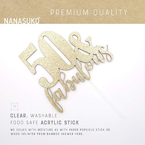 Nanasuko 50Th Birthday - 50 &Amp; Fabulous - Double Sided Gold Glitt