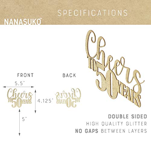 Nanasuko 50Th Birthday/Anniversary Cake Topper - Cheers To 50 Ye