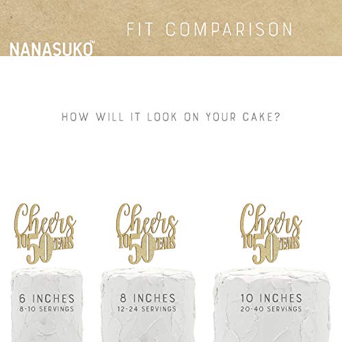 Nanasuko 50Th Birthday/Anniversary Cake Topper - Cheers To 50 Ye