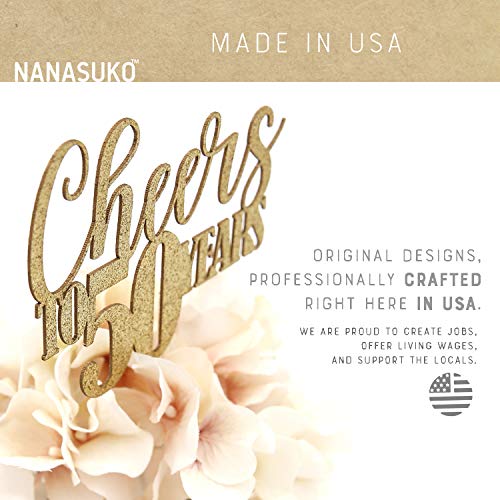 Nanasuko 50Th Birthday/Anniversary Cake Topper - Cheers To 50 Ye