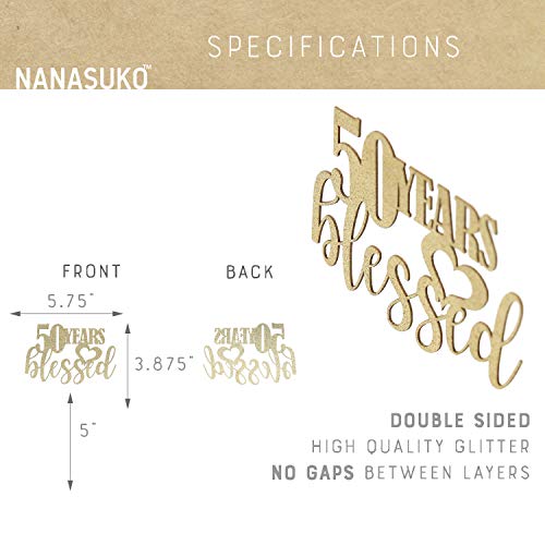 Nanasuko 50Th Birthday Cake Topper - 50 Years Blessed - Double S