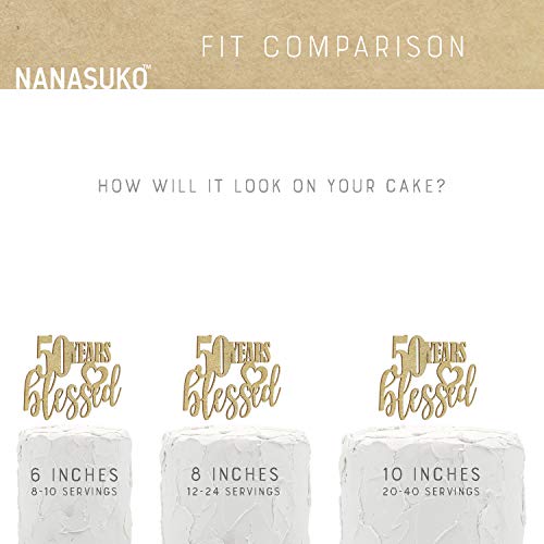 Nanasuko 50Th Birthday Cake Topper - 50 Years Blessed - Double S