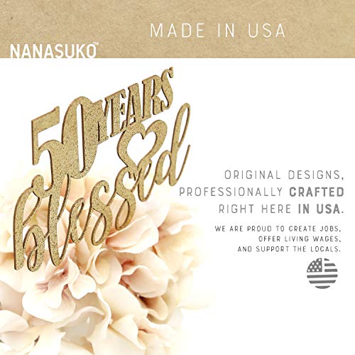 Nanasuko 50Th Birthday Cake Topper - 50 Years Blessed - Double S