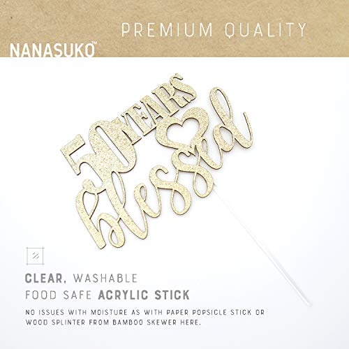 Nanasuko 50Th Birthday Cake Topper - 50 Years Blessed - Double S