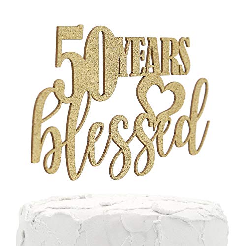 Nanasuko 50Th Birthday Cake Topper - 50 Years Blessed - Double S