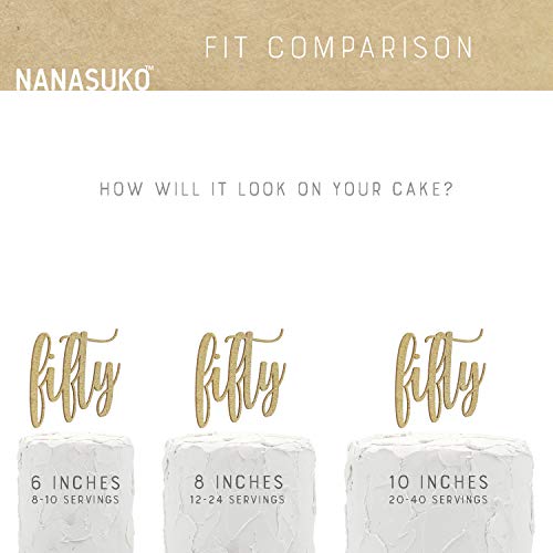 Nanasuko 50Th Birthday Cake Topper - Fifty - Double Sided Gold G