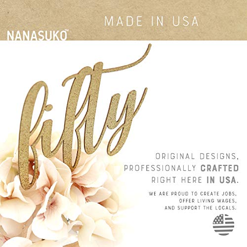 Nanasuko 50Th Birthday Cake Topper - Fifty - Double Sided Gold G