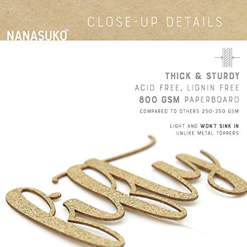 Nanasuko 50Th Birthday Cake Topper - Fifty - Double Sided Gold G