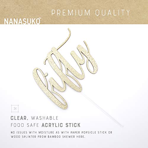 Nanasuko 50Th Birthday Cake Topper - Fifty - Double Sided Gold G