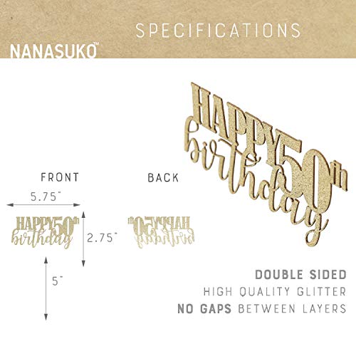 Nanasuko 50Th Birthday Cake Topper - Happy 50Th Birthday - Doubl