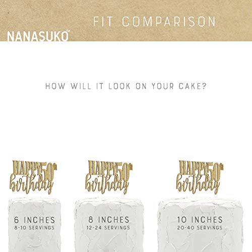 Nanasuko 50Th Birthday Cake Topper - Happy 50Th Birthday - Doubl