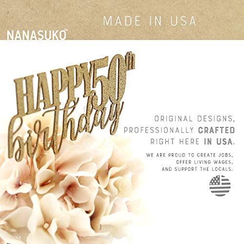 Nanasuko 50Th Birthday Cake Topper - Happy 50Th Birthday - Doubl