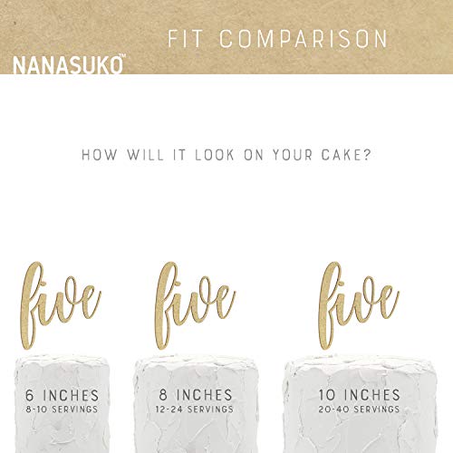 Nanasuko 5Th Birthday Cake Topper - Five - Double Sided Glitter
