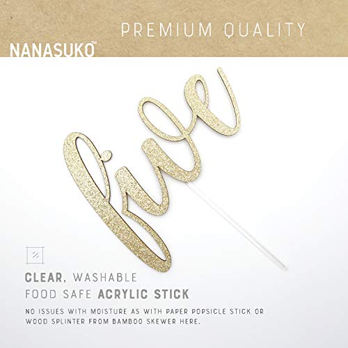 Nanasuko 5Th Birthday Cake Topper - Five - Double Sided Glitter