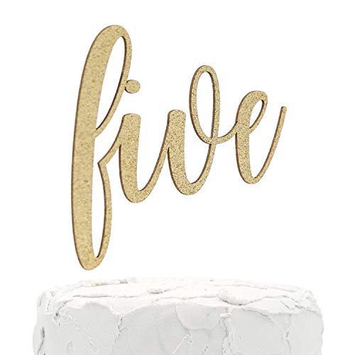 Nanasuko 5Th Birthday Cake Topper - Five - Double Sided Glitter