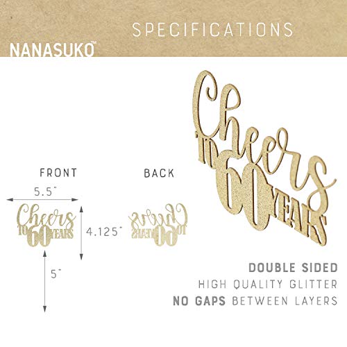 Nanasuko 60Th Birthday/Anniversary Cake Topper - Cheers To 60 Ye