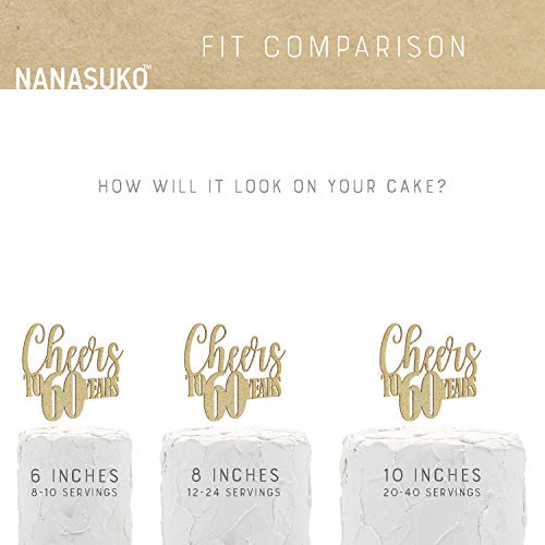 Nanasuko 60Th Birthday/Anniversary Cake Topper - Cheers To 60 Ye