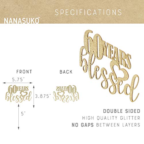 Nanasuko 60Th Birthday Cake Topper - 60 Years Blessed - Double S
