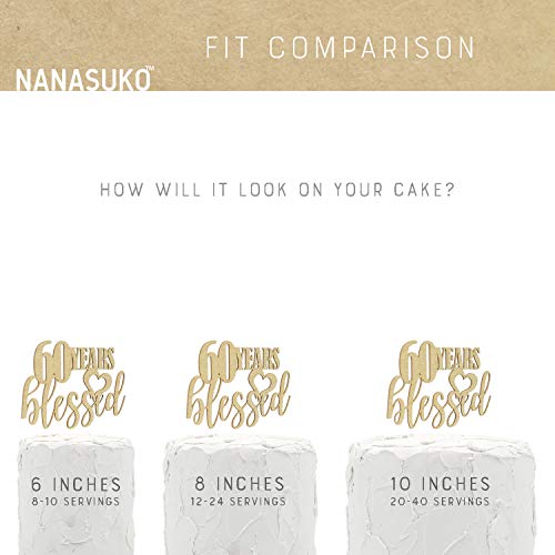 Nanasuko 60Th Birthday Cake Topper - 60 Years Blessed - Double S