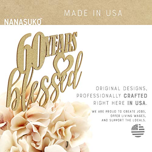 Nanasuko 60Th Birthday Cake Topper - 60 Years Blessed - Double S