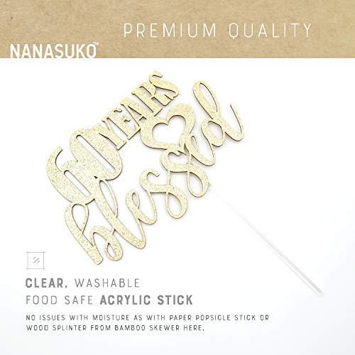 Nanasuko 60Th Birthday Cake Topper - 60 Years Blessed - Double S