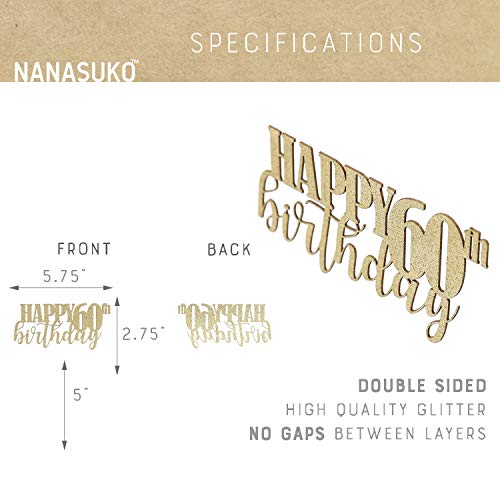 Nanasuko 60Th Birthday Cake Topper - Happy 60Th Birthday - Doubl