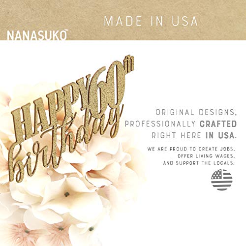 Nanasuko 60Th Birthday Cake Topper - Happy 60Th Birthday - Doubl