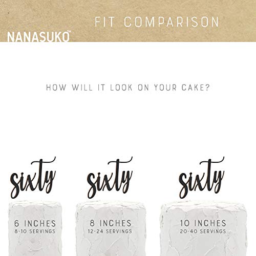 Nanasuko 60Th Birthday Cake Topper - Sixty - Double Sided Black