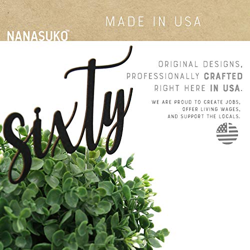 Nanasuko 60Th Birthday Cake Topper - Sixty - Double Sided Black