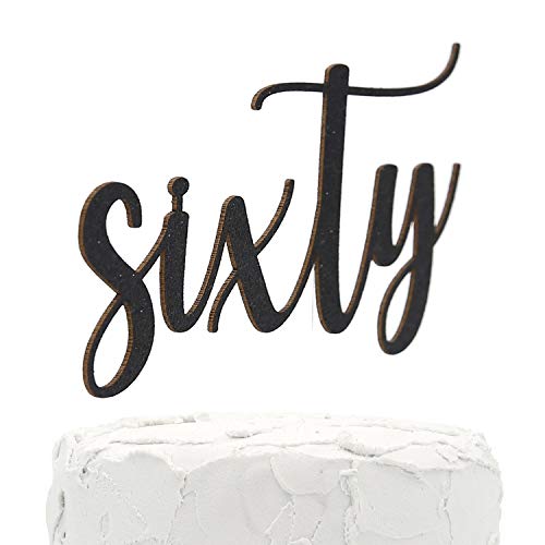 Nanasuko 60Th Birthday Cake Topper - Sixty - Double Sided Black
