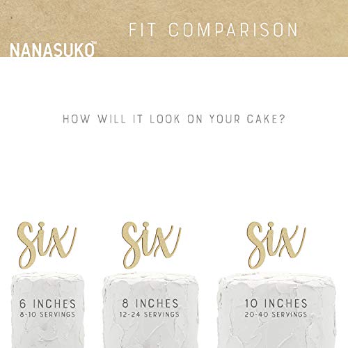 Nanasuko 6Th Birthday Cake Topper - Six - Double Sided Glitter -
