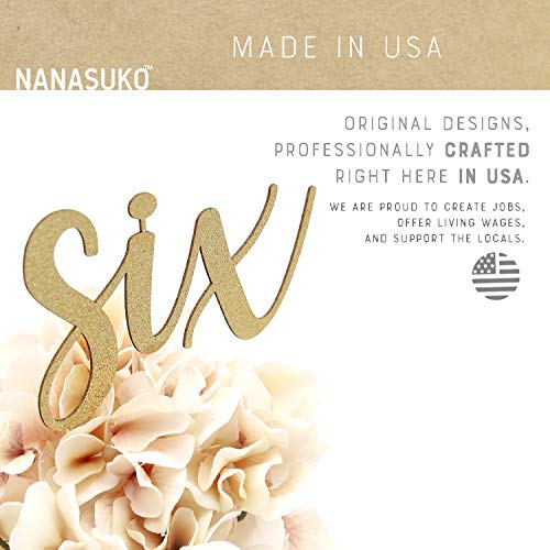 Nanasuko 6Th Birthday Cake Topper - Six - Double Sided Glitter -