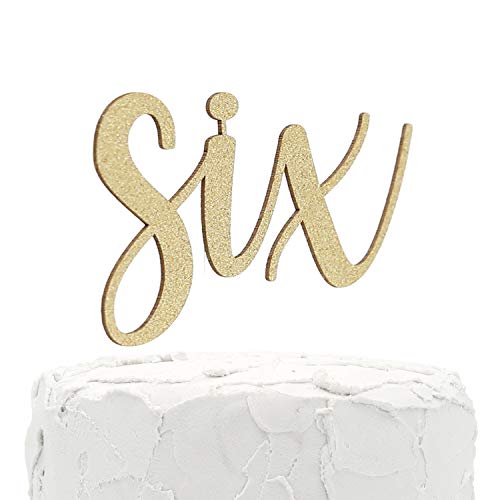 Nanasuko 6Th Birthday Cake Topper - Six - Double Sided Glitter -