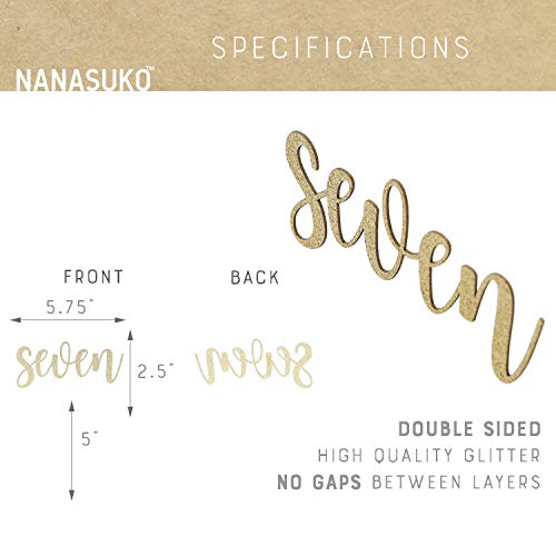 Nanasuko 7Th Birthday Cake Topper - Seven - Double Sided Glitter
