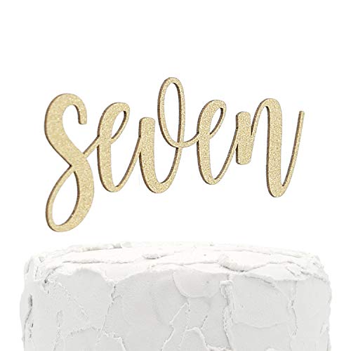 Nanasuko 7Th Birthday Cake Topper - Seven - Double Sided Glitter