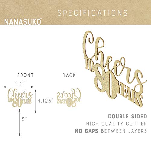 Nanasuko 80Th Birthday Cake Topper - Cheers To 80 Years - Double