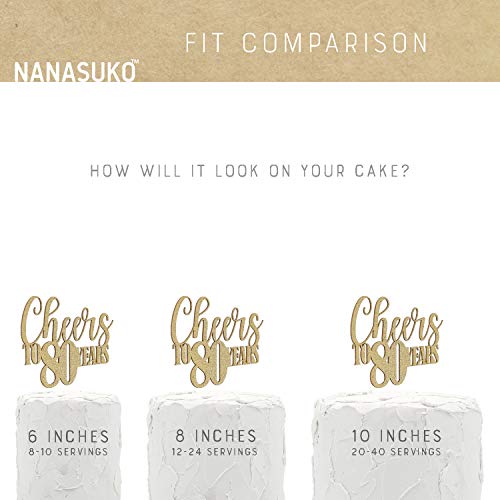 Nanasuko 80Th Birthday Cake Topper - Cheers To 80 Years - Double